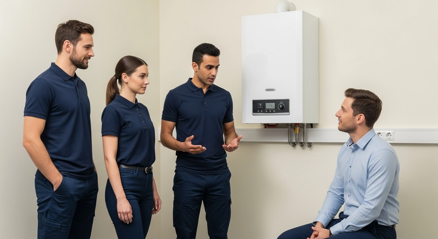 Happy UK family celebrating successful ECO4 free boiler installation with energy bill savings - ApplyFreeBoiler.com customer success story