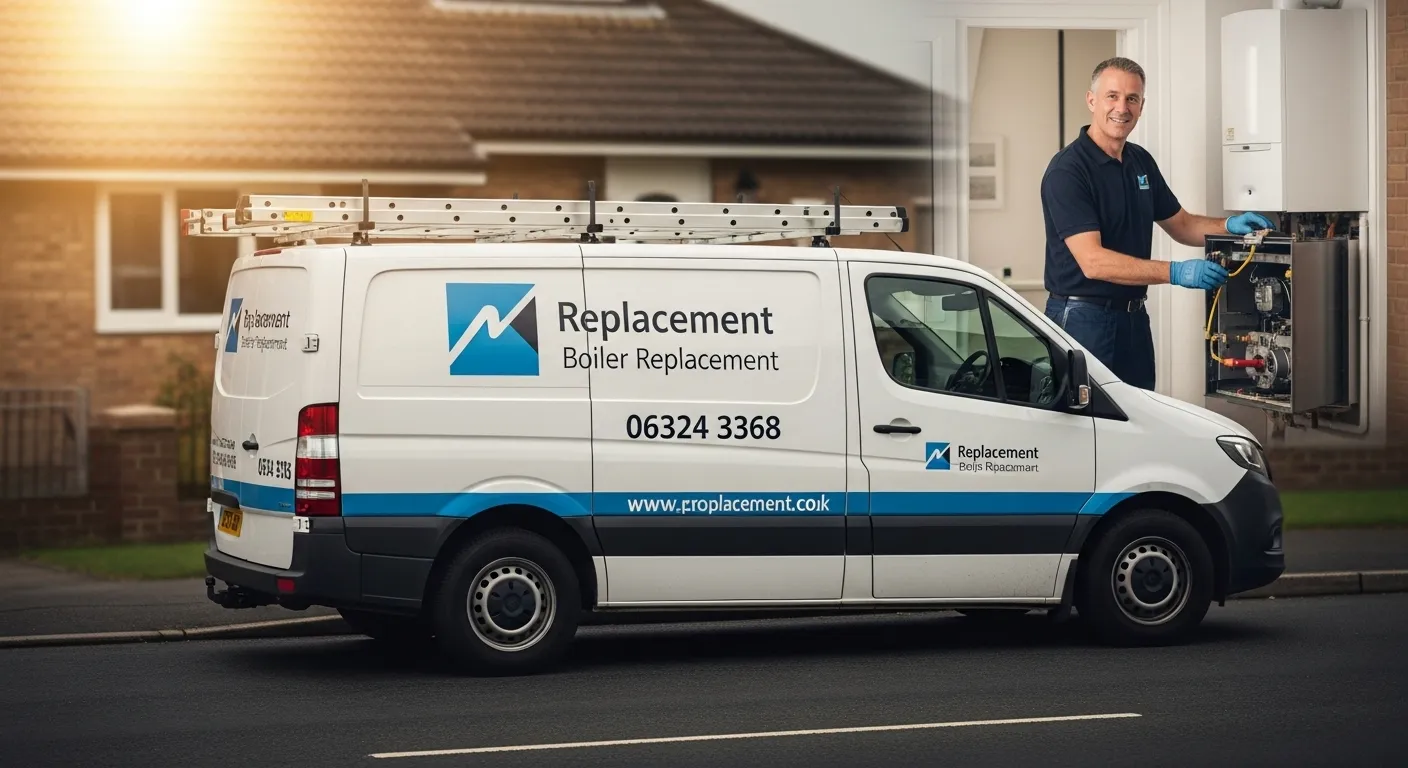Professional Gas Safe engineer installing A-rated condensing boiler through ECO4 free grant scheme in UK kitchen
